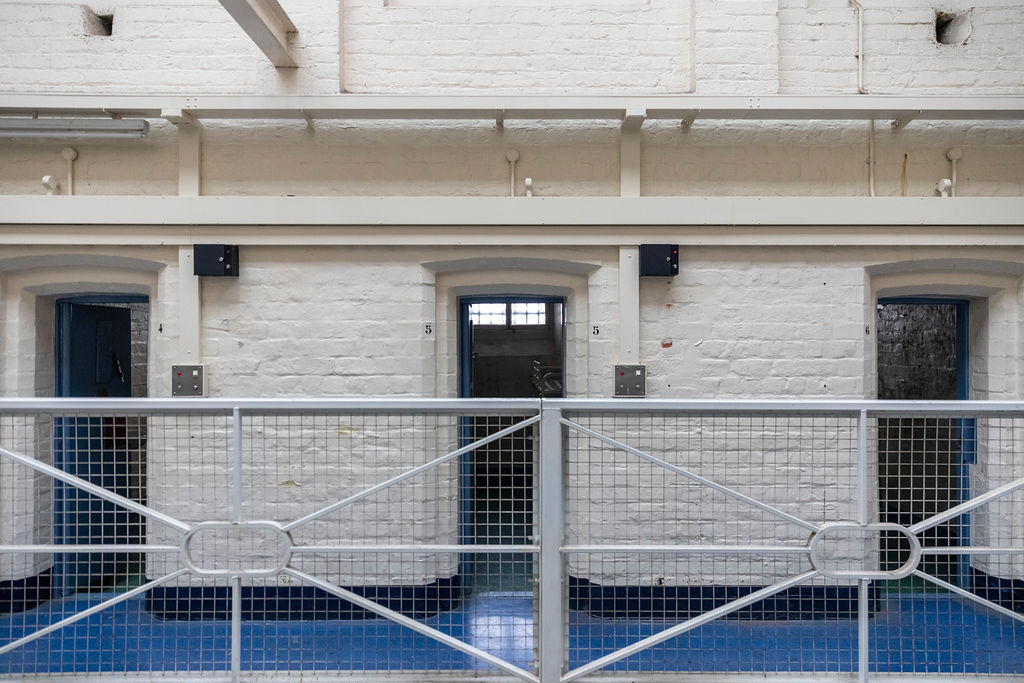 A row of prison cells at Shrewsbury Prison